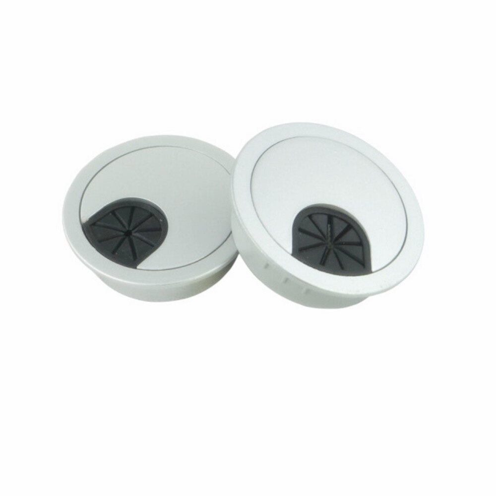 2pcs/Lot Good Furniture Hardware Home Office Table Desk Zinc Alloy 60mm Wire Cable Hole Cover: silver