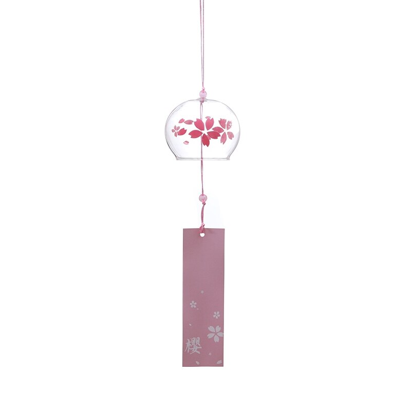 Japonais sakura Style verre vent carillon cerisier fleur vent suspendus cloches sonnette mignon fille chambre pendentif décoration de la maison #: A5