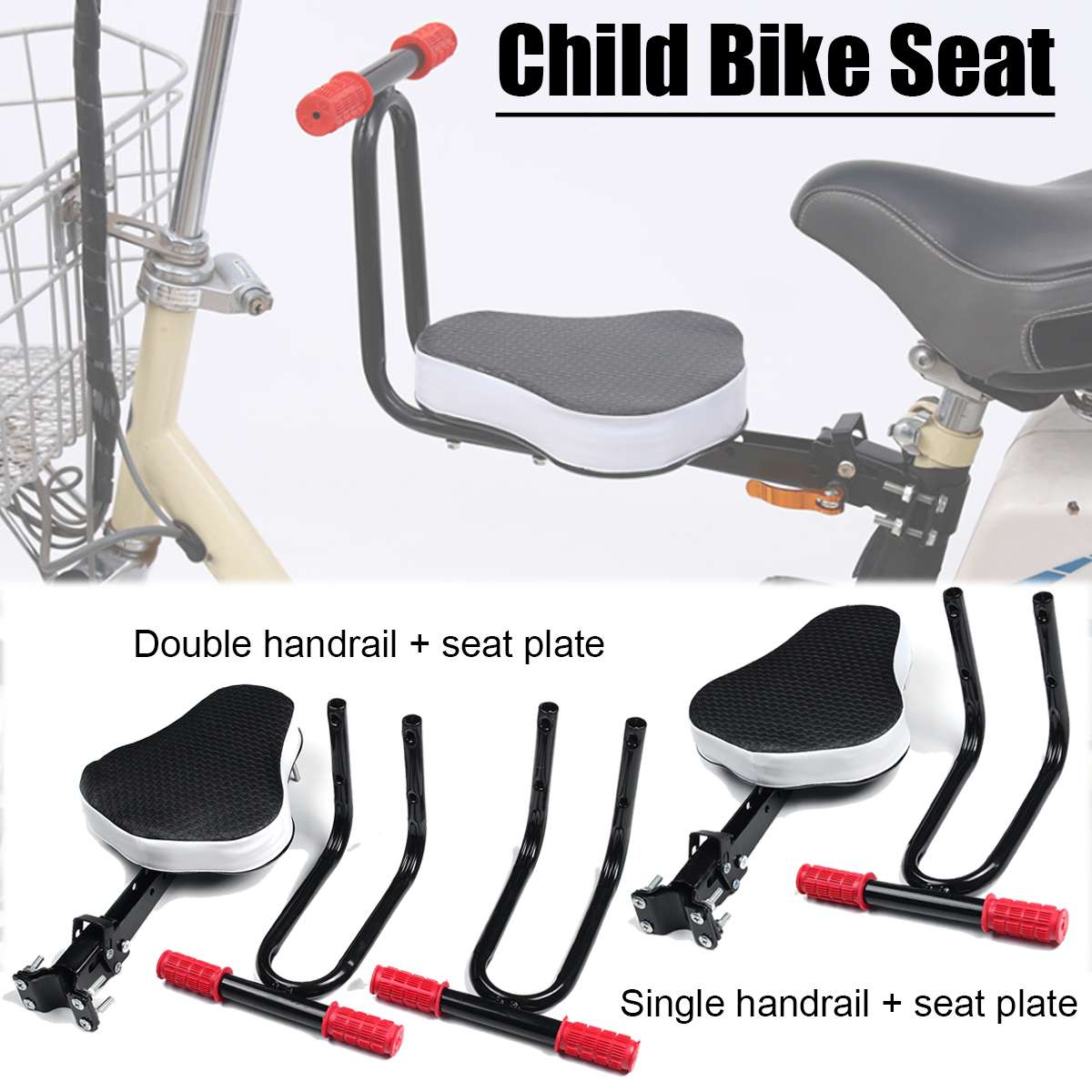 Siège enfant selle de vélo avant Portable pliable enfants chaise de sécurité siège avec main courante pour vélo pour 2 à 6 enfants pliable