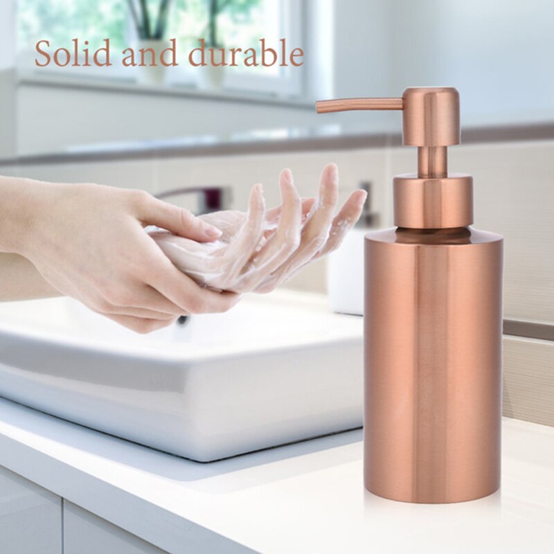 Rustfrit stål rose guld sæbedispenser badeværelse håndpumpe flydende sæbedispenser lotionflaske badeværelsesværktøj 350ml