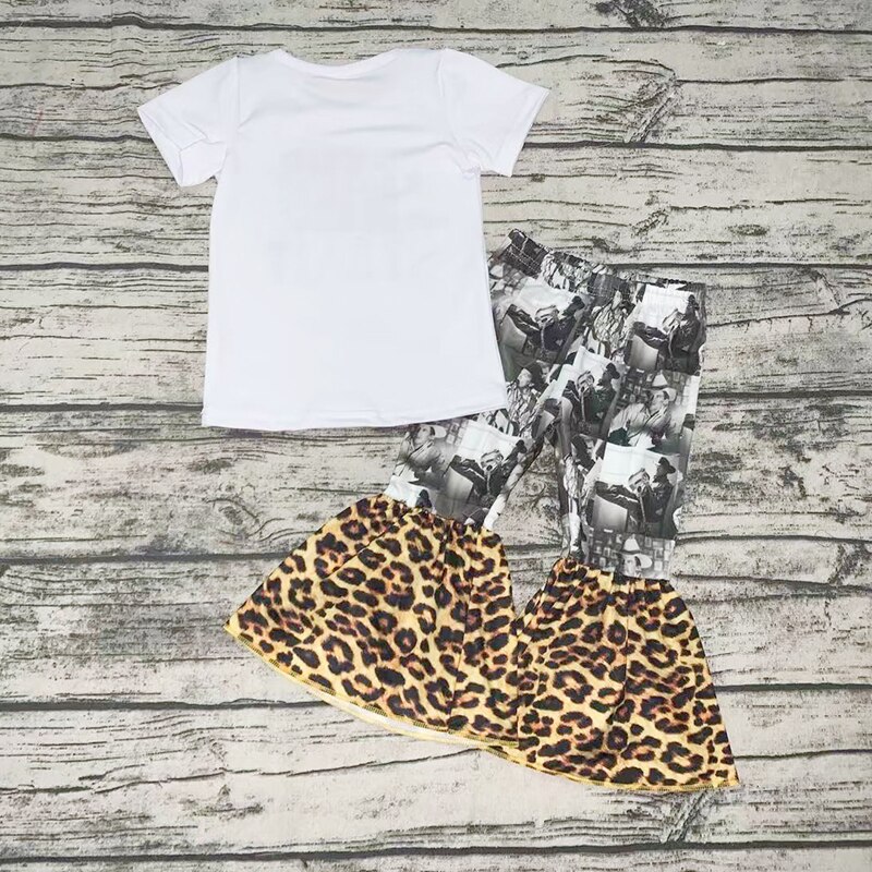Offre spéciale filles tenue jésus et George imprimer haut cloche bas pantalon boutique bébé filles enfant en bas âge ensemble de vêtements