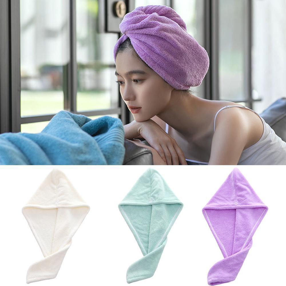 1pc couleur unie microfibre grande serviette magique cheveux doux chapeau rapide séchage serviette séchage rapide casquette W8X9