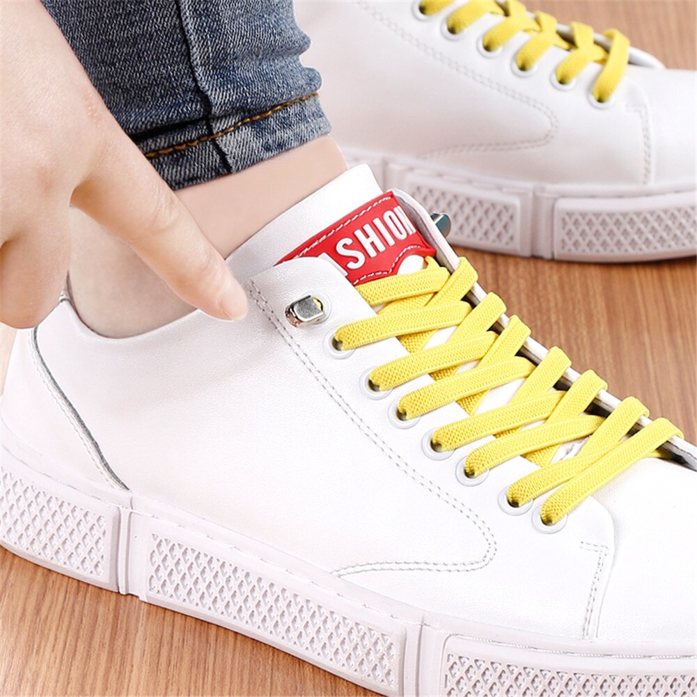 1 Paar Casual Geen Tie Schoenveters Voor Sneakers Stretch Elastische Lui Geen Stropdas Platte Veters 100 Cm Snoep Kleur sport Outdoor Strings