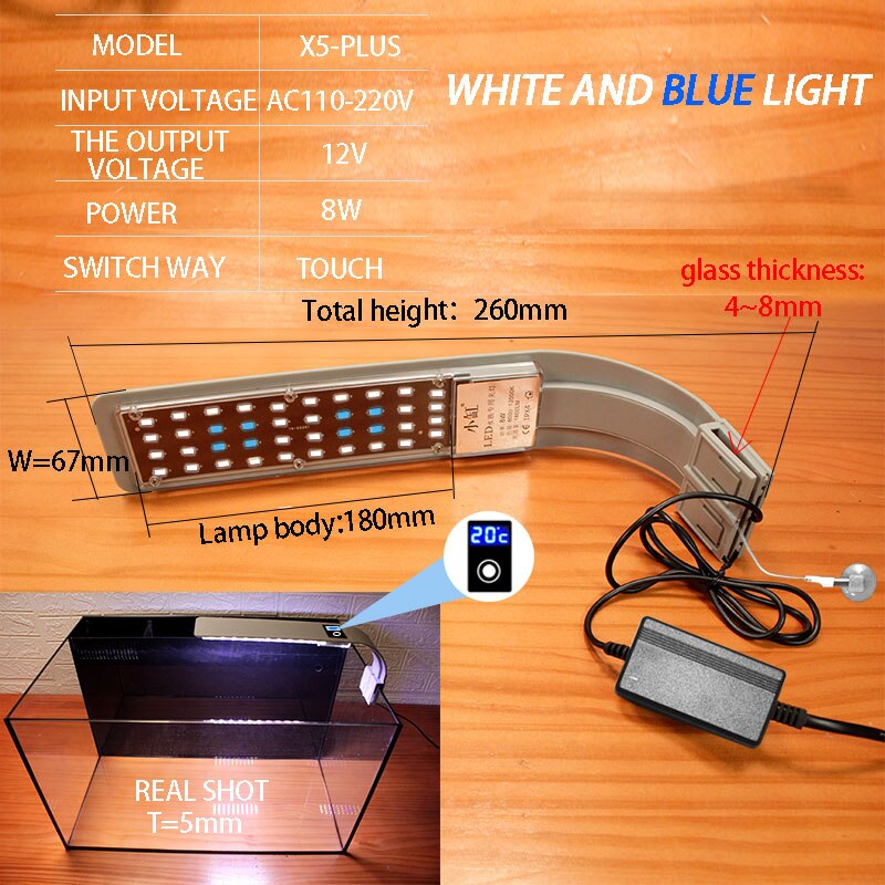 Finether-luz de acuario LED, iluminación para plantas, superfino, 24 peceras brillantes, acuario, agua interior, jardín, plantas domésticas: X9-M