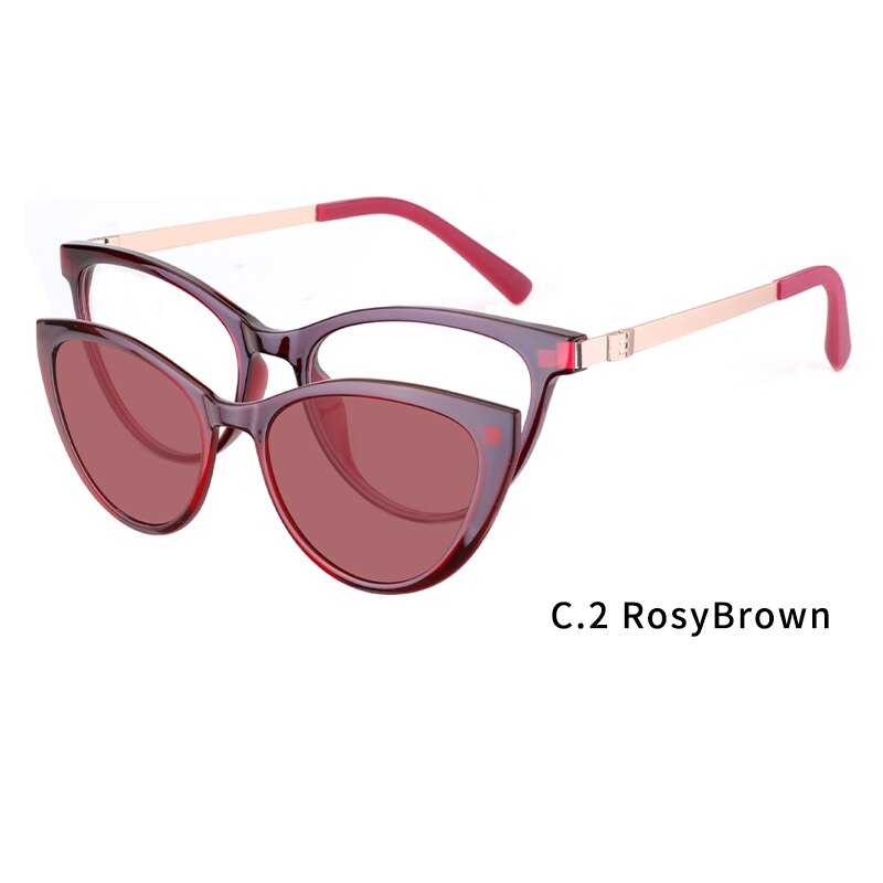 Ceofy – lunettes de soleil yeux de chat pour femmes, monture optique polarisée, magnétisme, de CD6817: CD6817C2