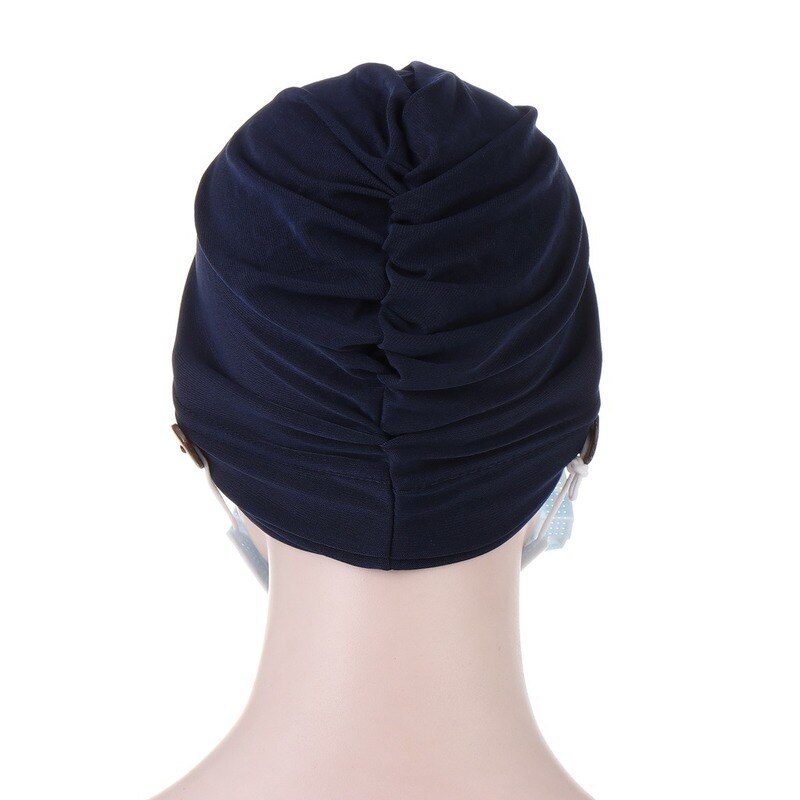 KepaHoo-turbante con botón para mujer, sombrero para envolver la cabeza, pañuelo para la cabeza, gorro interior, Hijab musulmán, gorros de quimio, Turbantes