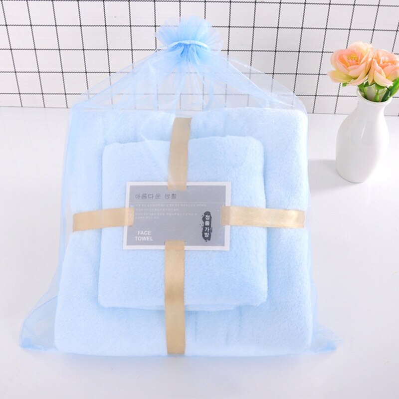 Luxe Coral Fleece Badhanddoek Set Super Absorberende Sneldrogende Microfiber Handdoeken Voor Volwassen Strand Badstof Handdoeken Voor Badkamer 2 stuks: Blue