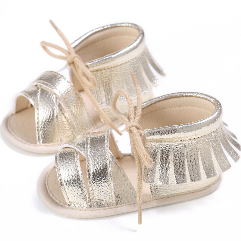 Baby Baby Meisjes Zomer Kwastje Sandalen Prewalker Prinses Zachte Tong Schoenen Sneakers: Goud / 0-6 months
