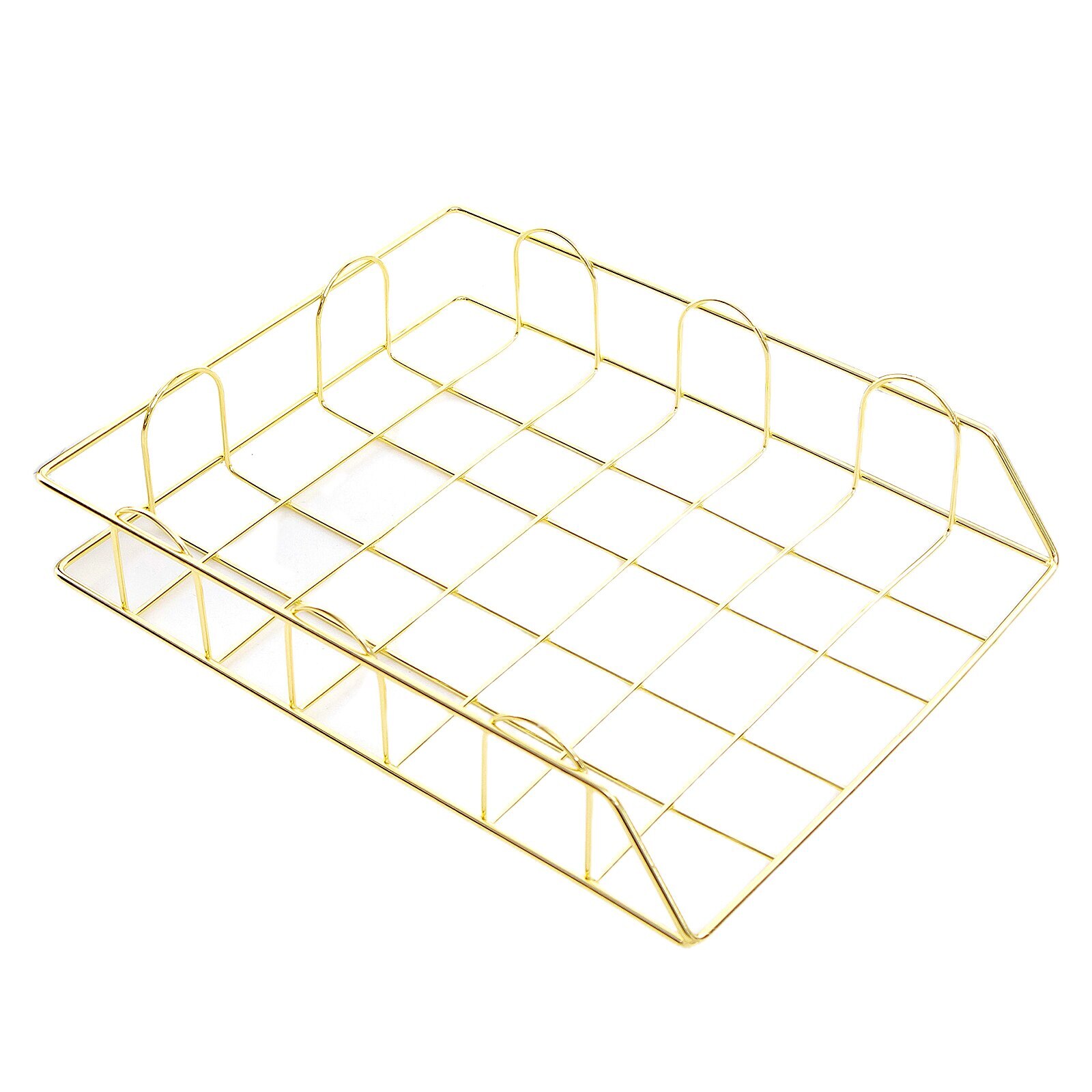 Desk Organizer File Storage Rack Metal Stackable Desktop File Shelf Magazine Newspaper Organizer