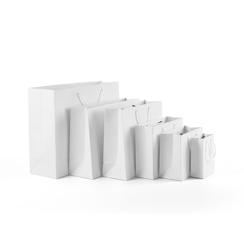 Witte Kraft Bags Met Handvatten Multifunctionele Papieren Zakken Recyclebaar Milieubescherming Zak Winkelen Kleding Tassen