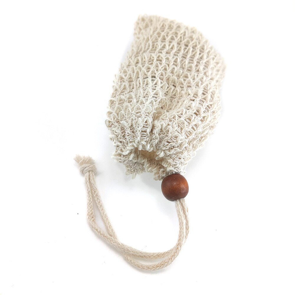 5Pc Natural Exfoliating Eco-firendly Soap Bag Organic Sisal Hemp Bag Soap Bags With Rope For Bathroom