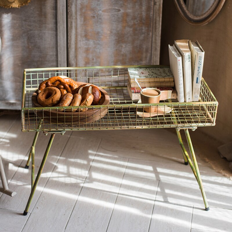 rustic handmade rectangle wire top metal vintage side table