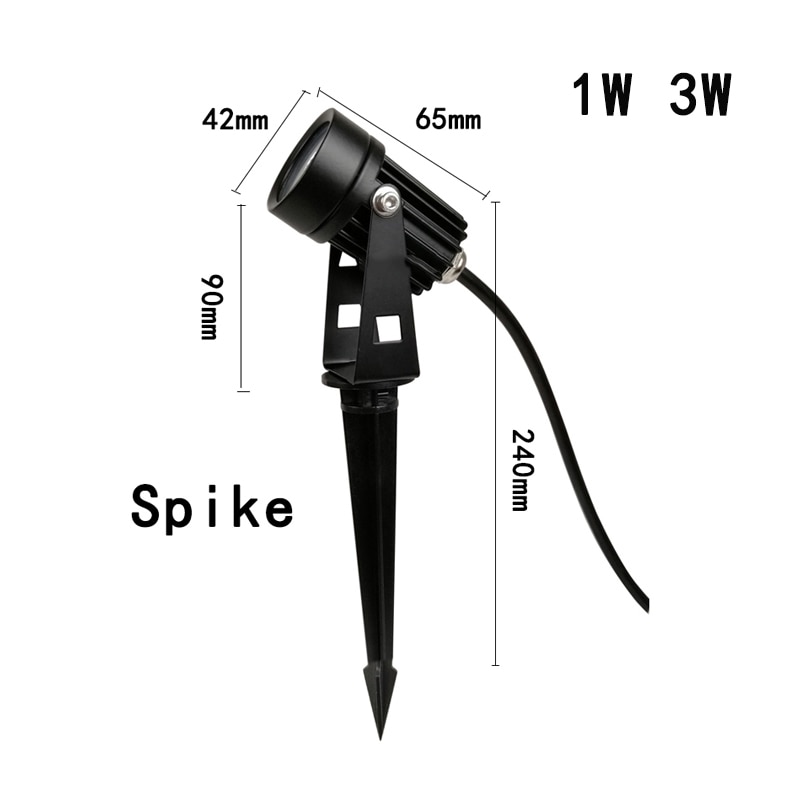 Lampe de paysage imperméable avec pic, spot lumineux d'extérieur, idéal pour un jardin, un sentier ou un sentier, 12/3W, LED V, 220V