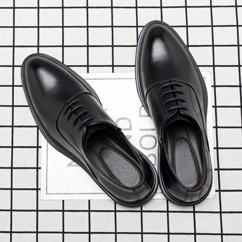 Gentleman 6/8CM High Heel Dress Shoes for Men Office Shoes Man Black Formal Shoes Men's Leather Shoe Men Wedding-shoes