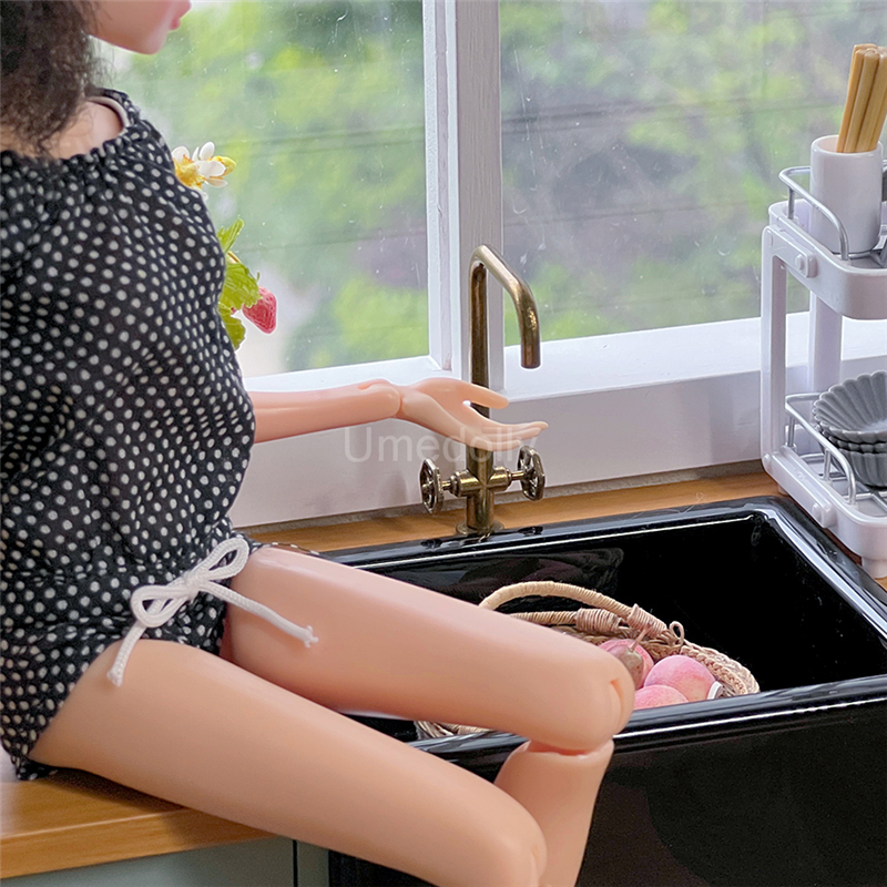Évier de cuisine l'inventaire pour maison de courses, échelle 1/6, mini robinet d'eau, modèle DIY pour BJD, accessoires de beurre, jouet, 1 pièce