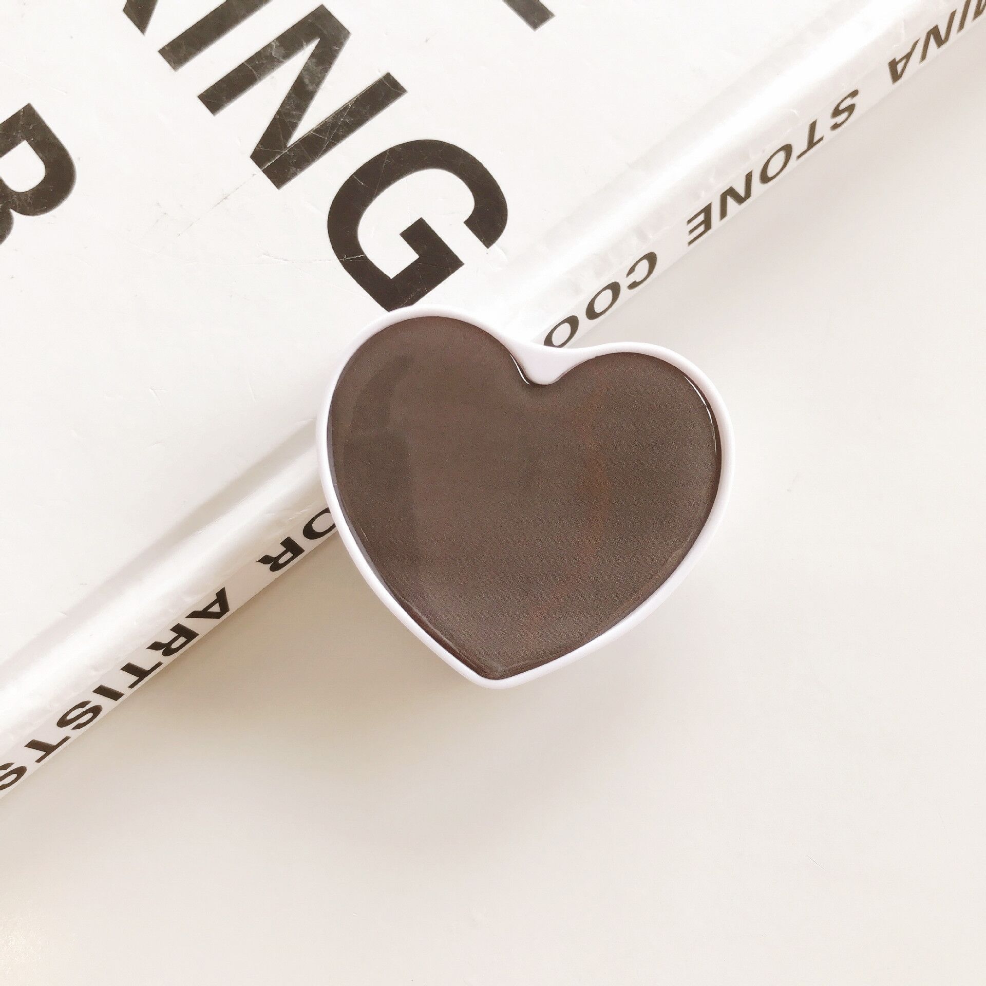 Rotatable gutta percha fold ring finger grip mobile phone holder for iphone xiaomi huawei case Heart shape holder stand bracket: Carbon grey