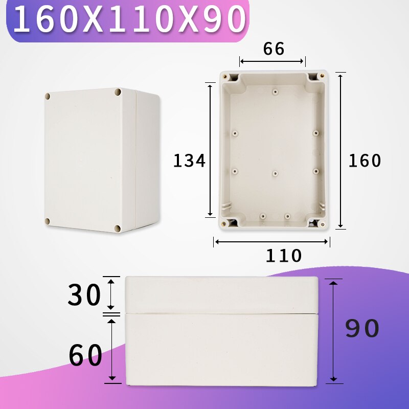 Outdoor Waterproof Case Enclosure Plastic Box Electronic Project Case Waterproof Junction Box for Electronics: 160-110-90