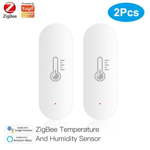 Tuya Temperature And Humidity Sensor ZigBee Indoor Hygrometer Thermometer Smart Home Humidity Detector Support Alexa Google Home: 2Pcs