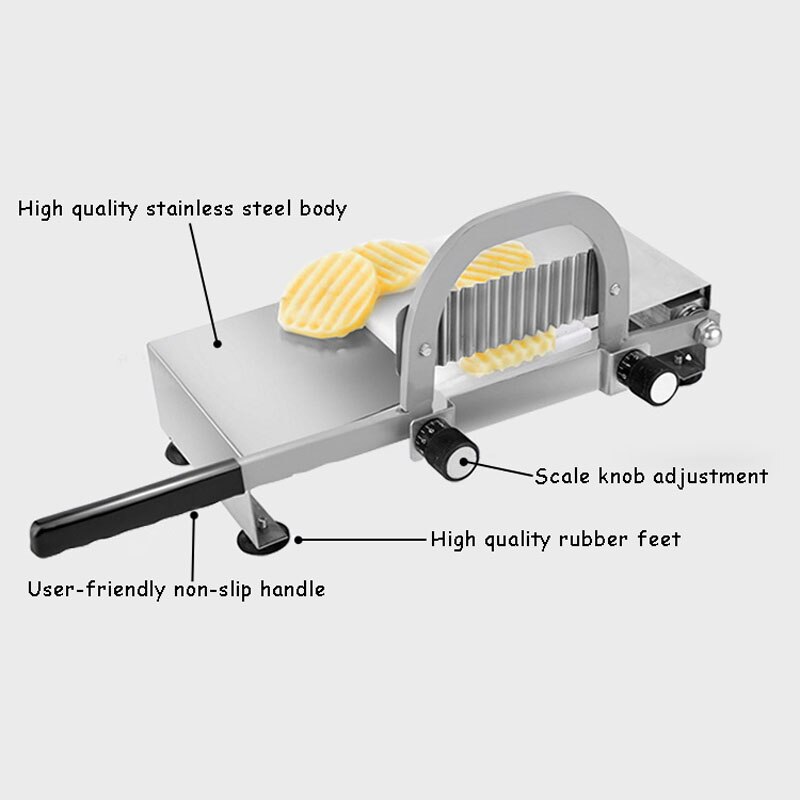 Handleiding Chips Snijmachine, Rvs Wave Frieten Cutter, Wave Patroon Blade Aardappel Wortel Machine