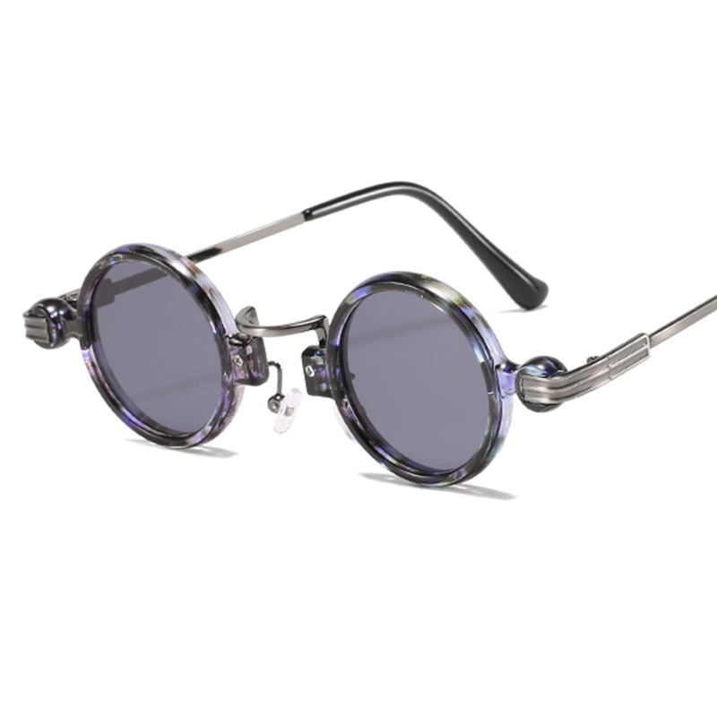 Gafas De Sol redondas pequeñas para hombre y mujer, lentes De Sol Retro Steampunk con montura De Metal, UV400: Negro