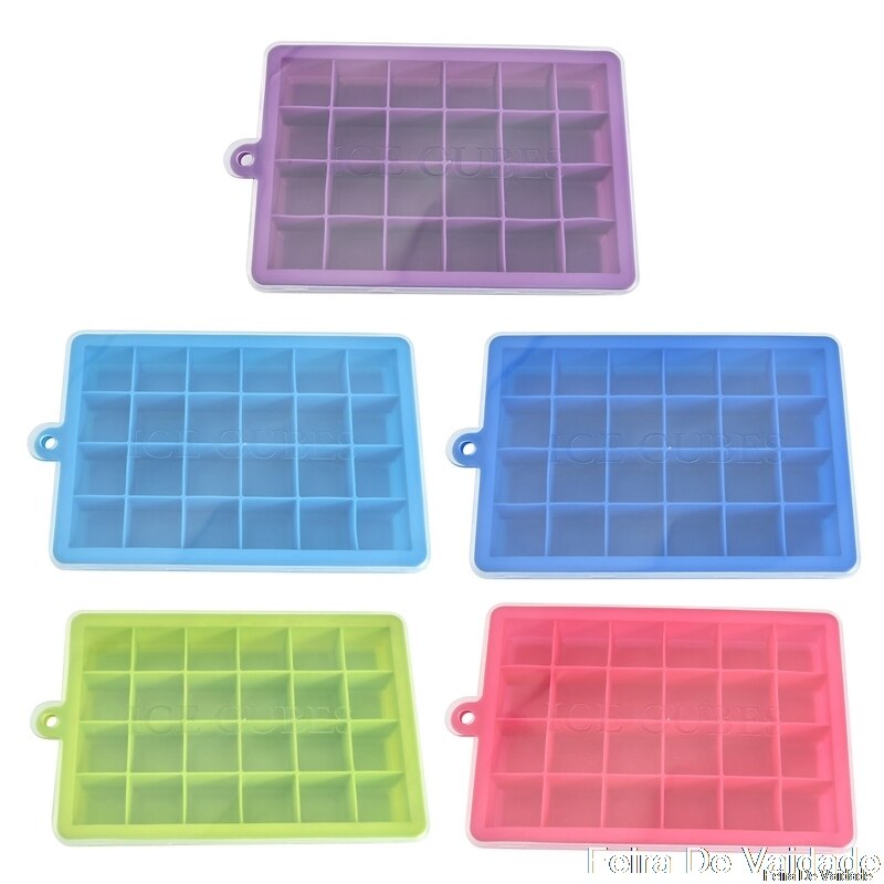 24 Holes Silicone Ice Cube Trays with Lids Trays Flexible Easy Release Ice Cube Molds Trays for Whiskey Cocktail Juice: H01