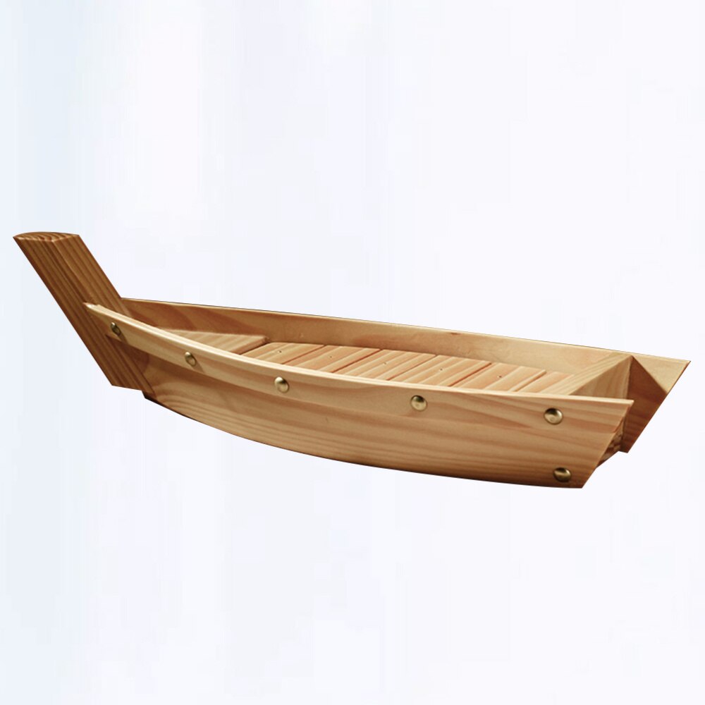 Wooden Sushi Plate Boat Shaped Dish Japanese Style Snack Tray Serving Dish for Home Restaurant (Size)