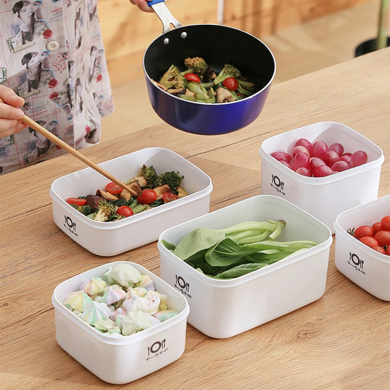 Fiambrera Rectangular pequeña, mediana y grande, refrigerador de plástico, cajón para frutas, caja Bento para microondas, caja de almacenamiento de alimentos