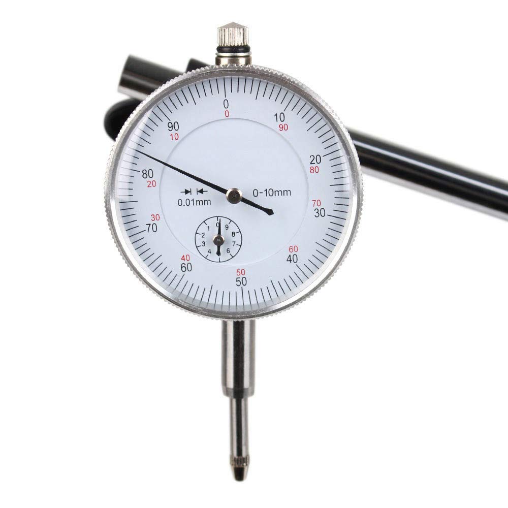 10mm 0.01mm metric Dial Indicator Magnetic Base Holder Fine Adjustable Long Arm 0-1&quot; Tester Gage Gauge 0.001&quot;: 10mm indicator2