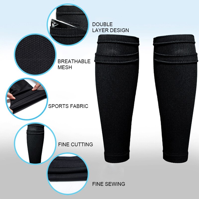 Voetbal Beschermende Sokken Met Pocket Been Ondersteuning Mouwen Protector Voetbal Kalf Sokken Ademend Beschermende Mouwen