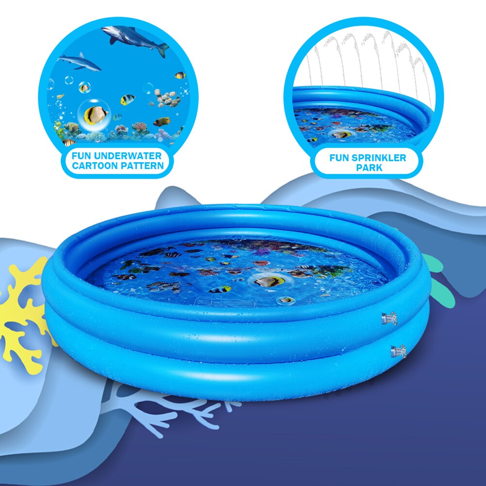 Boys Girls Inflatable Splash Pad 3 Layers Swimming For Kids PVC Backyard Summer