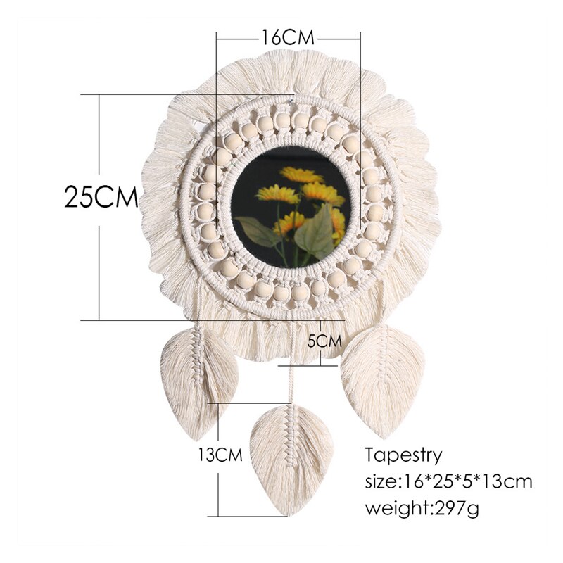 Macrame Zauberstab Hängen Runde Spiegel Mit Makramee Randbereich Boho Dekor Tapisserie Böhmen Zauberstab Kunst Dekor Für freundlicher Mädchen Baby Kindergarten zimmer