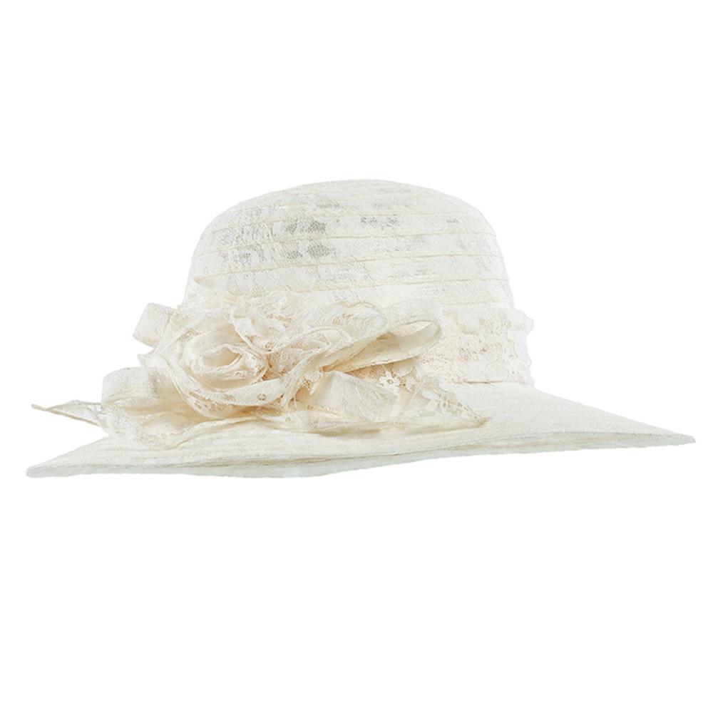 WELROG Women's Organza Church Kentucky Derby Fascinator Bridal Tea Party Wedding Hat Summer Female Pink Lace Church Cap