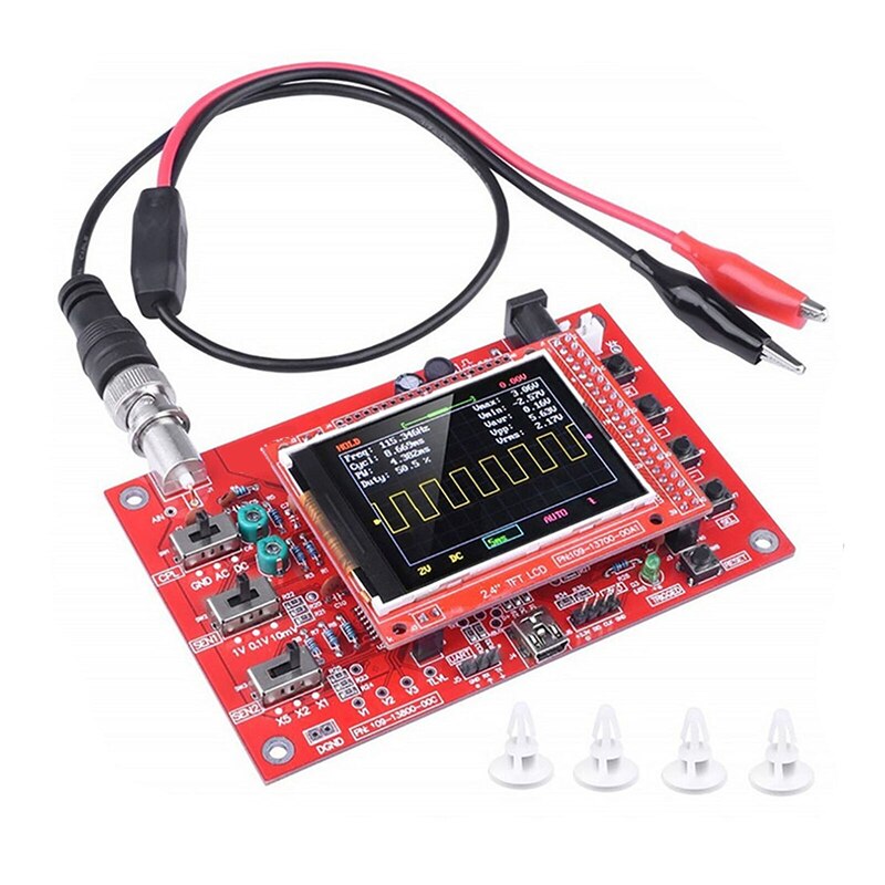 Digital Oscilloscope 1Msps 2.4inch TFT LCD Display+Alligator Probe Test Clip Fully Welded Assembled for DSO138