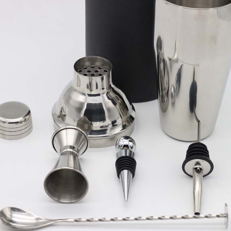 6 stk rustfri bar cocktail shaker sæt barware sæt gør sæt med crock opbevaring boks køkken bar vin sæt