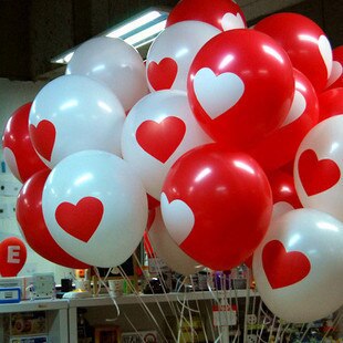 100 pcs Ballonnen Romantische Wit Rood hart Ballonnen Party Bruiloft Verjaardag Kerst Event Decoratie Ballonnen tonen 12 inch: Default Title