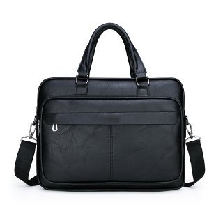 Men Bussiness Bag Large Capacity Pu Leather Luxury Briefcases Tote Bolsas Black Waterproof Handbag Shoulder Crossbody Bags: black
