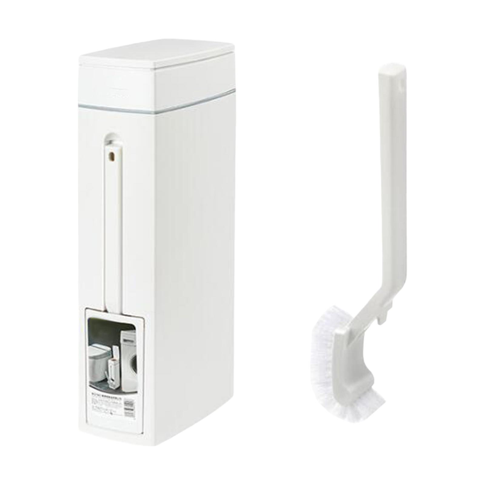 Badeværelsesspand med toiletbørsteholder, skraldespand, hvid bærbar papirkurv, slank skraldespand med toiletbørste til badeværelset