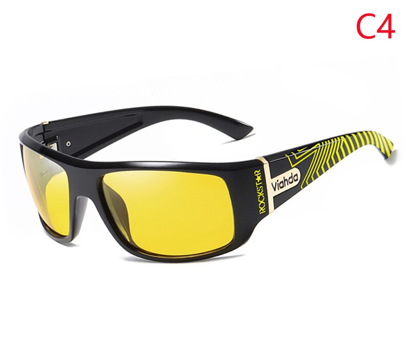 Viahda mænd klassiske polariserede solbriller mandlige sportsfisker nuancer briller  uv400 beskyttelse: C4