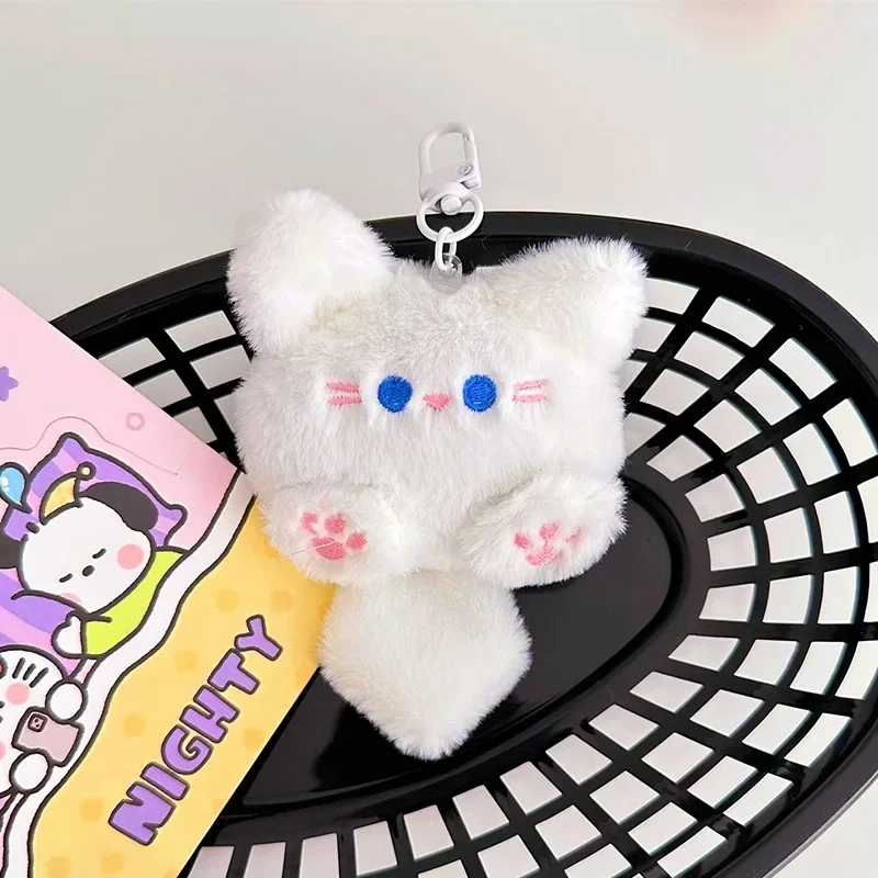2 stks Kawaii Zachte Pluche Kat Pop Hanger Sleutelhanger Rugzak Pop Sleutelhanger Paar Tas Sleutelhanger Creatieve Pluizige Grappige Decoratieve: Rood