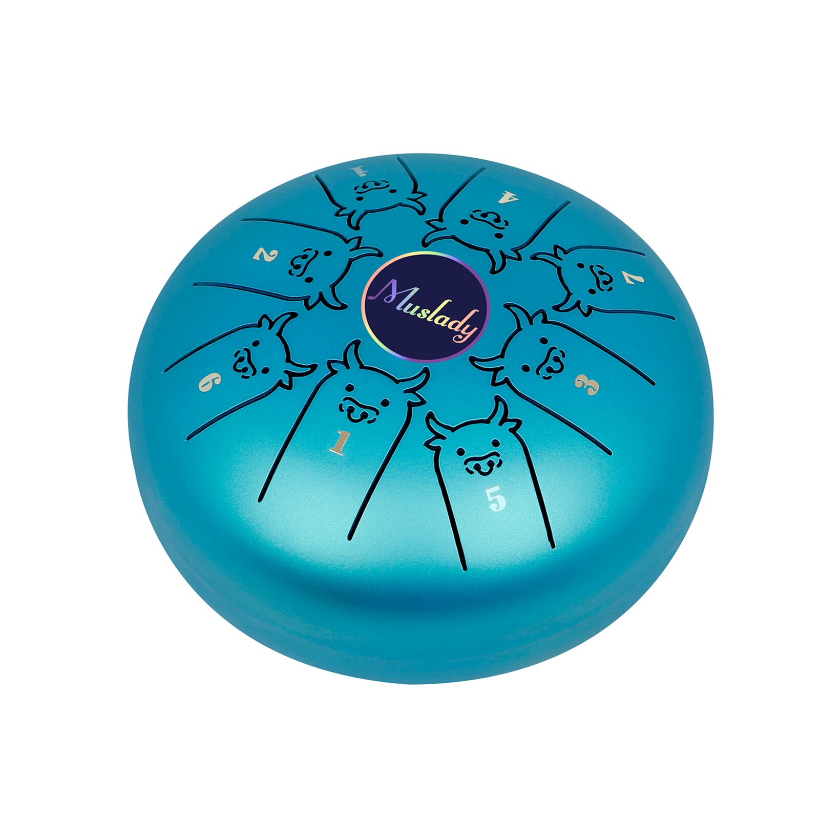 Muslady 5.5 Inches Mini Steel Tongue Drum 8 Notes C Key Handpan Drum Chinese Zodiac Patterned Tank Drum Percussion Instruments: Blue