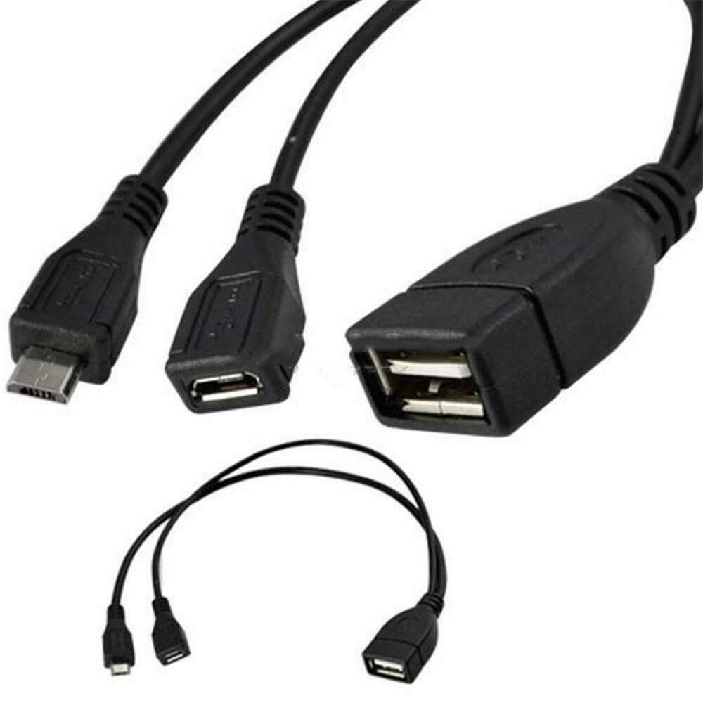 2-in-1 Micro USB to USB Adapter (OTG Cable + Power Cable)