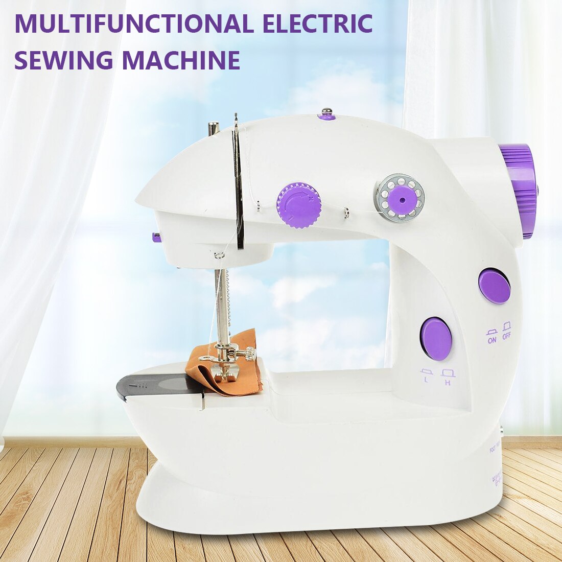 Electric Portable Mini Sewing Machine Handheld Sewing Machines Household Multifunction Automatic Tread Rewind Sewing Machine LED