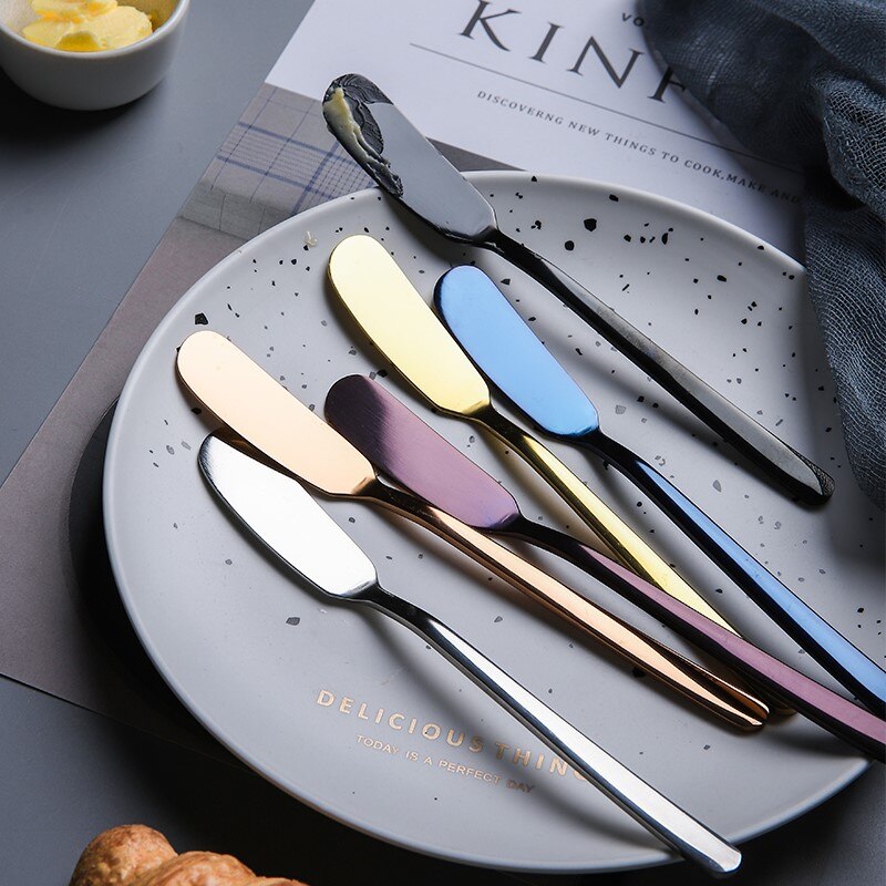 Stainless Steel Cheese Dessert Jam Spreaders Butter Knife Fruit Fork Westen Cutlery Breakfast Tool Tableware Kitchen Supplier