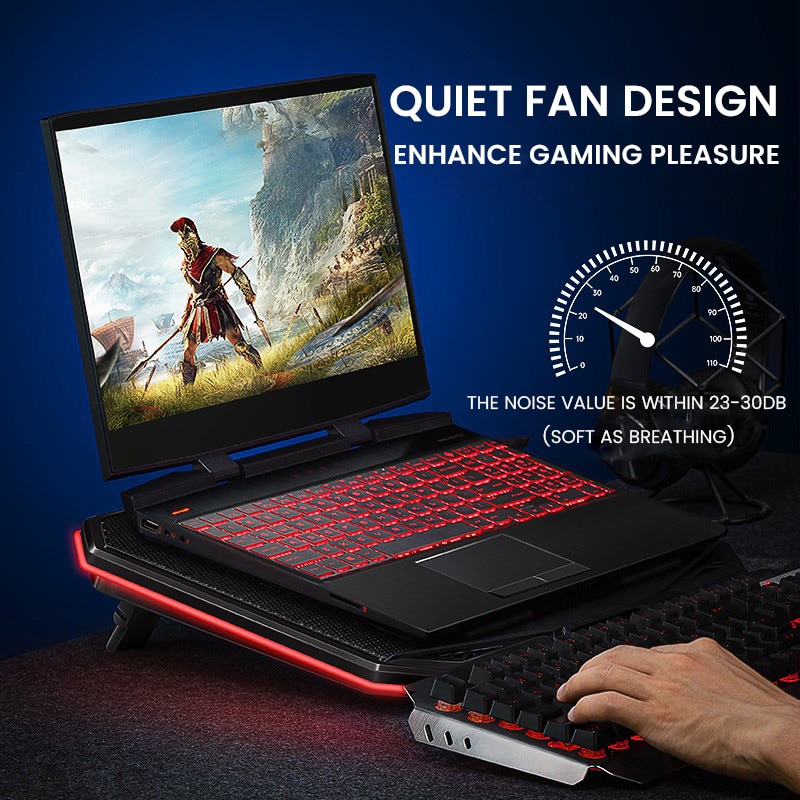 LLANO Within 18inches Gaming Laptop Cooler A Large Fan Laptop Cooling Pad Full Surround RGB Marquee Notebook Radiator Stand