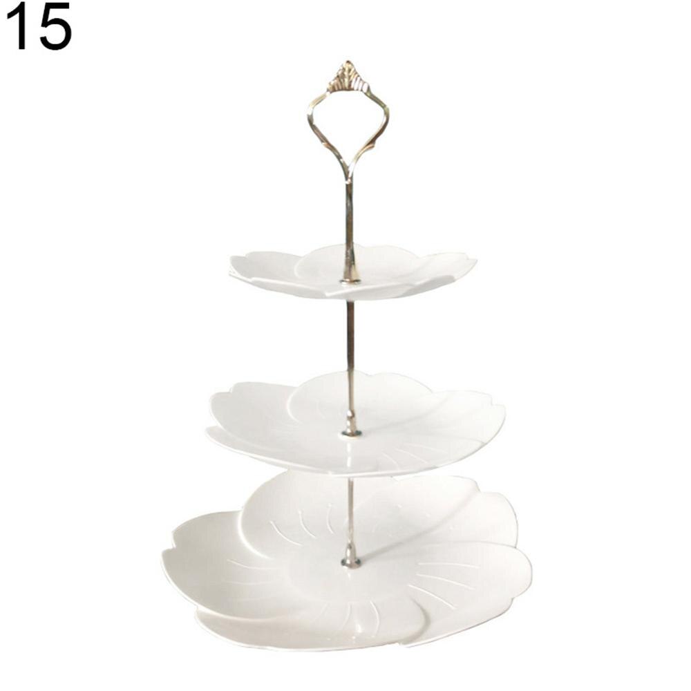 2/3 Tiers Fruit Cake Plate Holder Stand Home Festival Party Dessert Storage Rack Round/square/flower Dessert Plates Storage Rack: 15