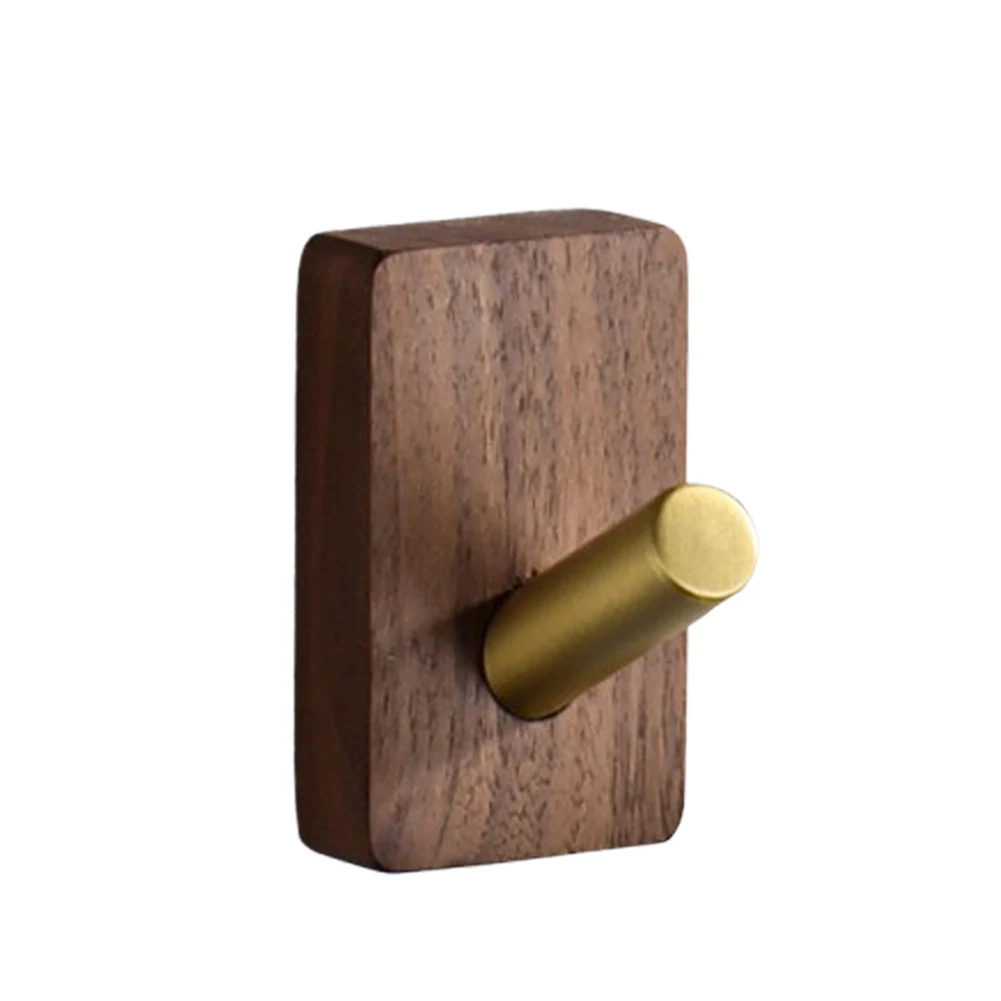Wall Walnut Wood Hooks Self-adhesive Key Towel Hanger Rack Bathroom Robe Hangers Towel Coat Storage Holder Kitchen Hooks: light yellow