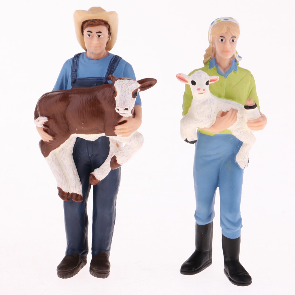 Pack/8Pcs Painted Model Figures People Male &Female Farmers 7-10cm Height