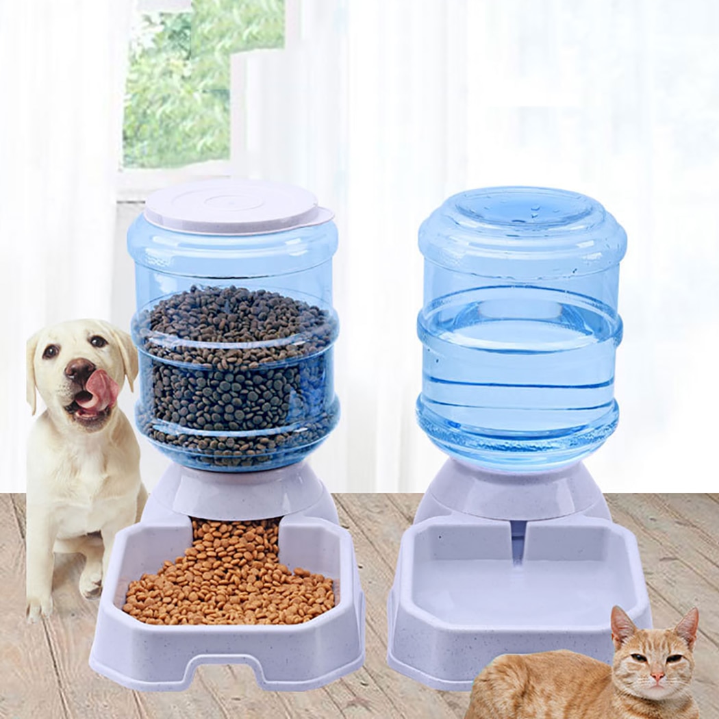 Hund automatisk vattenmatare 3.8l matförvaring hink katt vatten dispenser liten teddy husdjur matning vattning leveranser