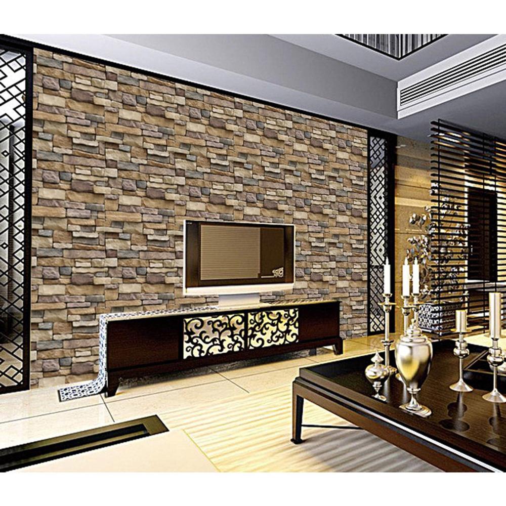 3D Stone Brick Wallpaper PVC Waterproof Self Adhesive Removable Wall Sticker Home Decoration Wall Papers Not Reusable