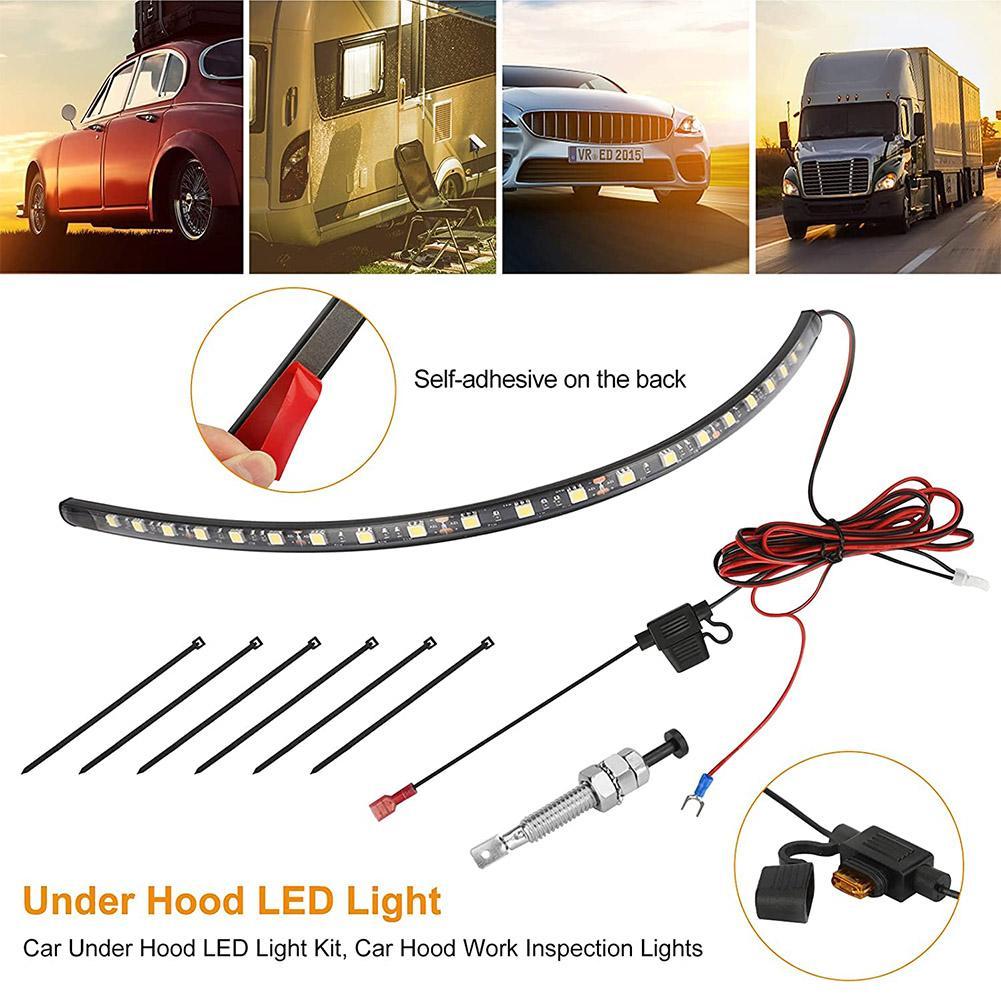 Auto Onder Kap Led Licht Kit Automatische Schakelaar Controle Motor Reparatie Verlichting Werk Verlichting Strip Waterdicht 36Cm Led Licht bar